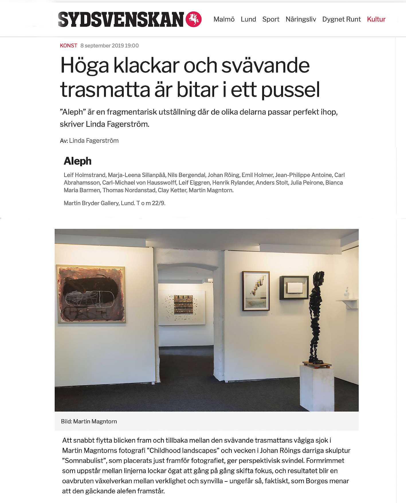 Fotograf Martin Magntorn - Review / Martin Bryder Gallery group show (extract)