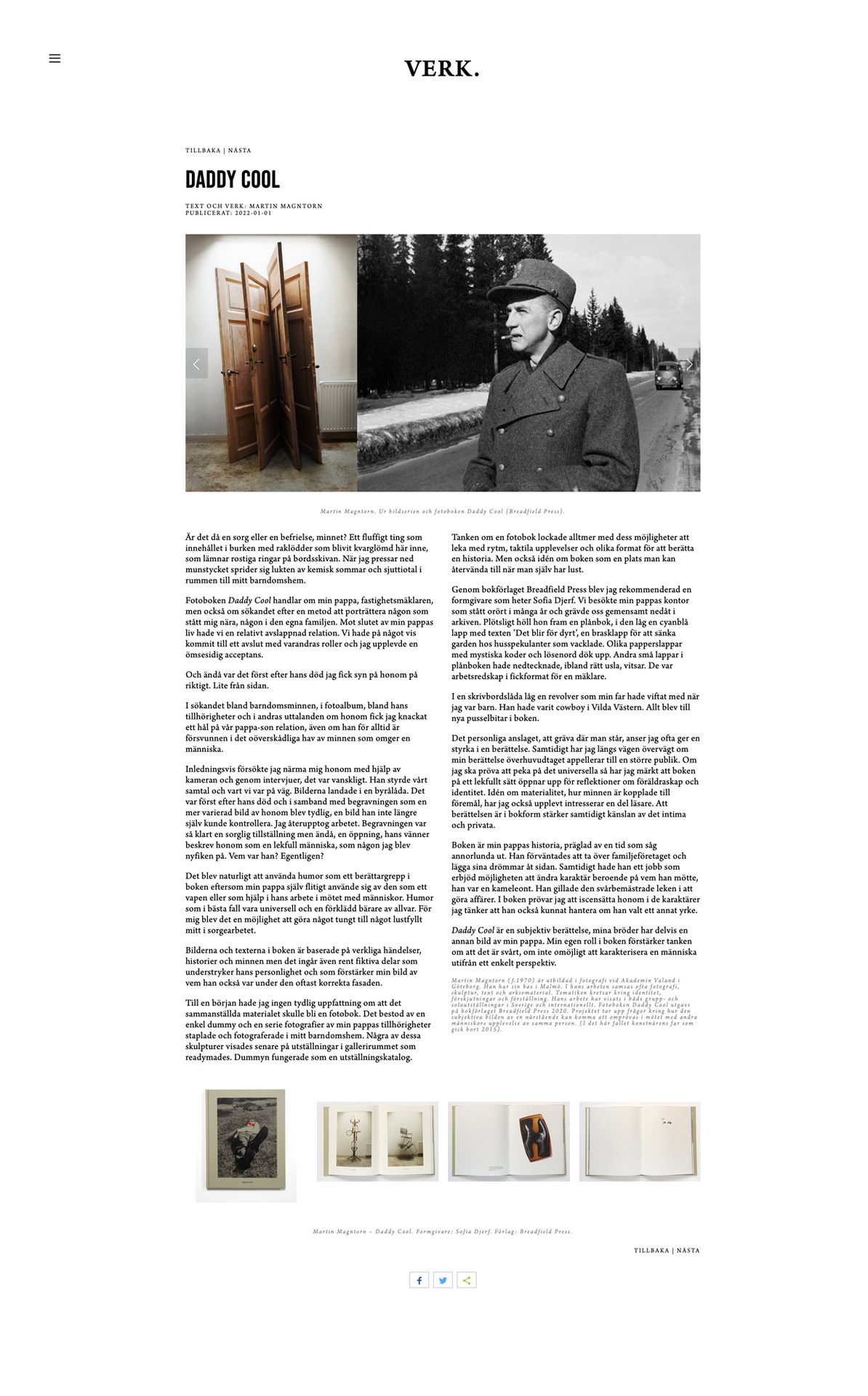 Fotograf Martin Magntorn - Book portfolio, Tidskriften VERK, publisher Linda Bergman, 2022