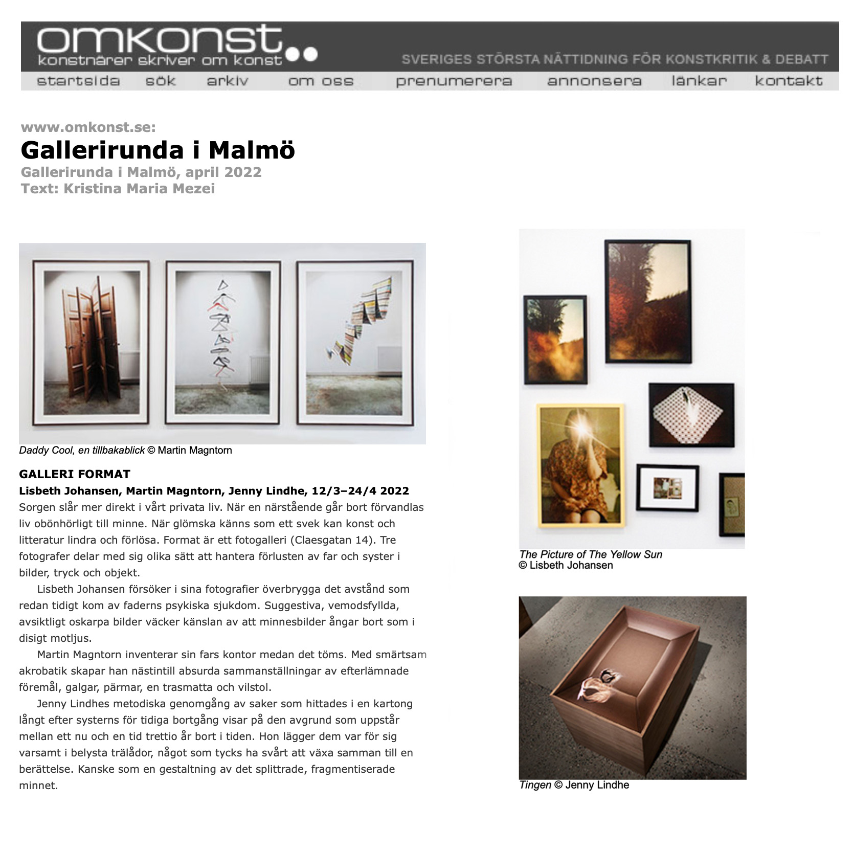 Fotograf Martin Magntorn - Review, group exhibition Spillage, Galleri Format, Malmö 2022.