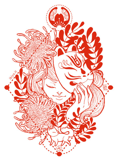 kitsune art - Graphic for Ikiya shopper