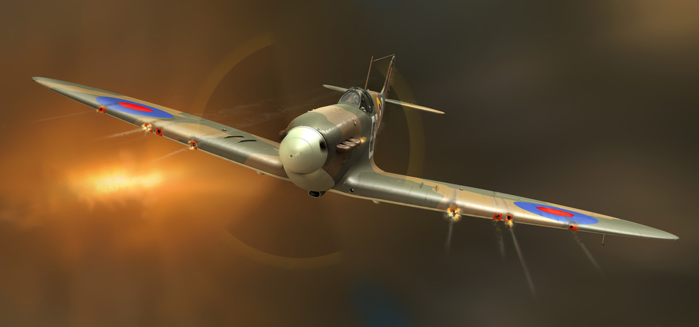 Technical Illustration Artwork and Visualisation - Head On, Spitfire Mk1 41 sqn