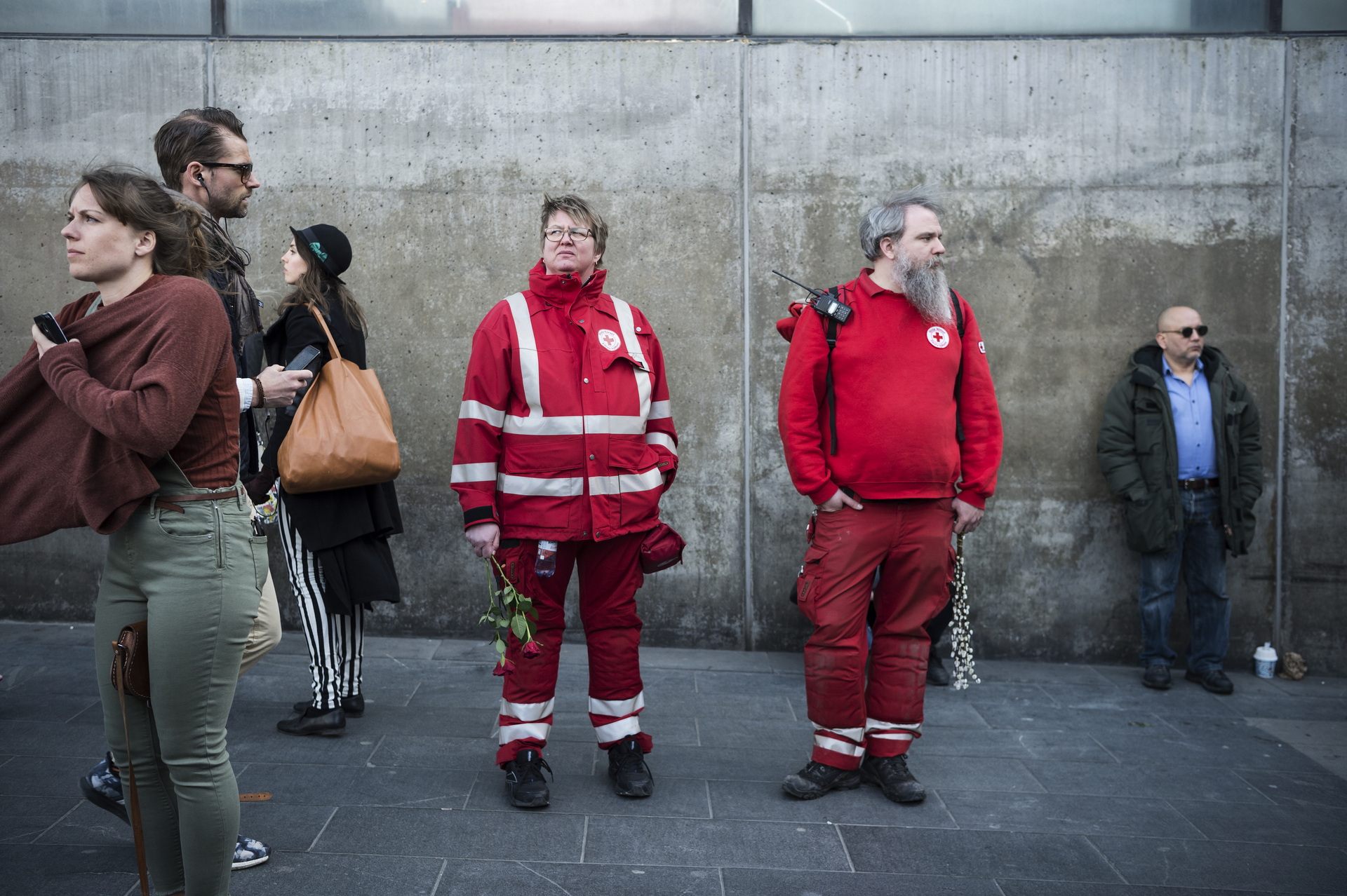 Photographer Anna Tärnhuvud - The Red Cross on site at Sergels Torg the day after the terrorist attack in Stockholm in 2017. Aftonbladet.