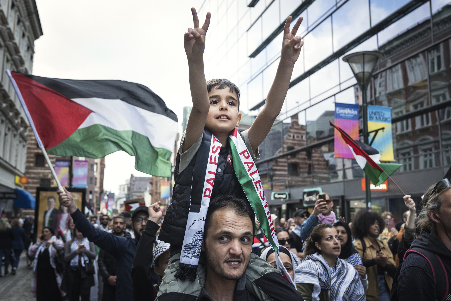 Photographer Anna Tärnhuvud - Pro-Palestinian demonstrators staged protests in Malmö before the Eurovision final. Svenska Dagbladet