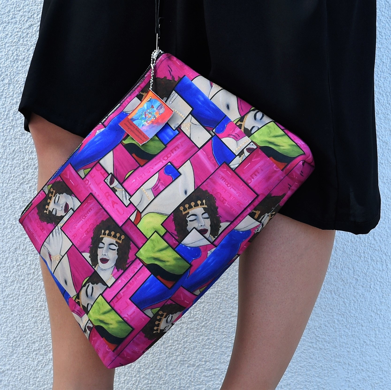 Graphit und Farbe - Clutch VielFrau