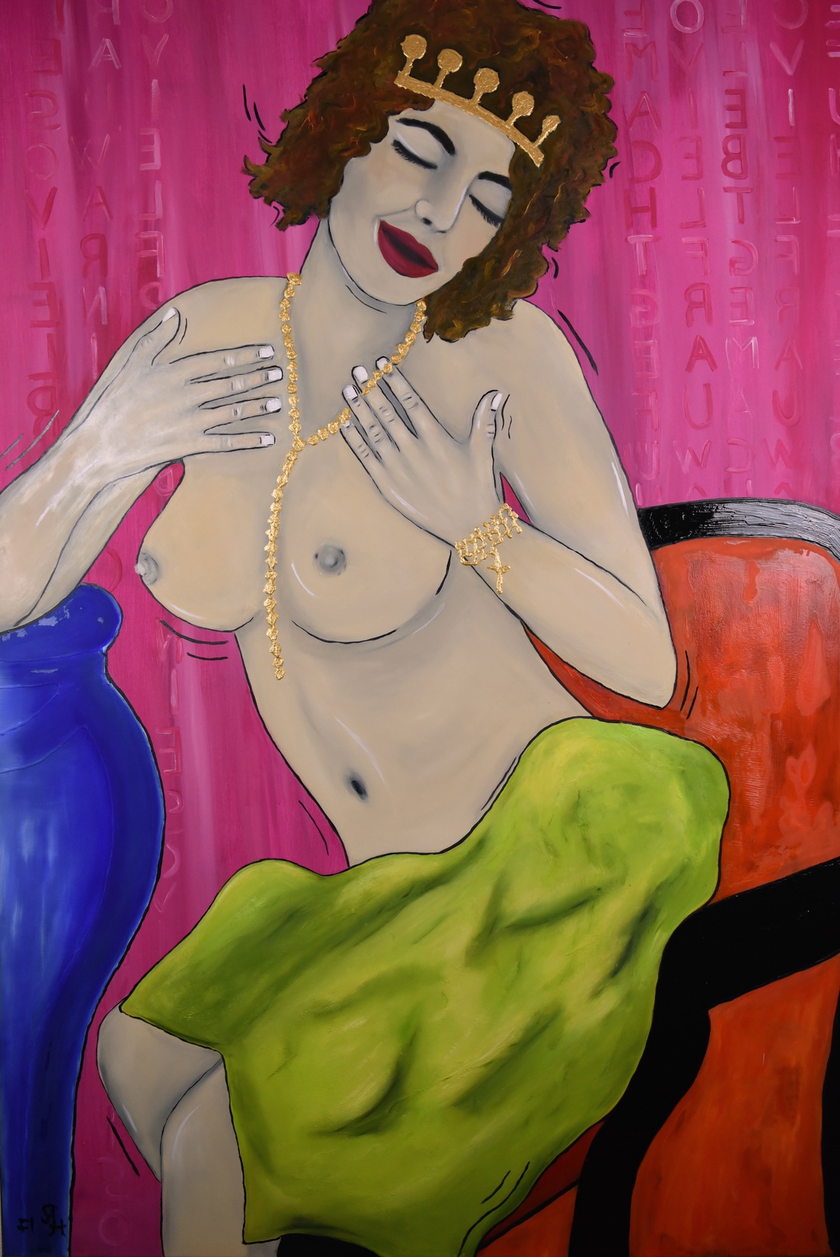 Graphit und Farbe - VielFrau Öl und Acryl auf Leinwand