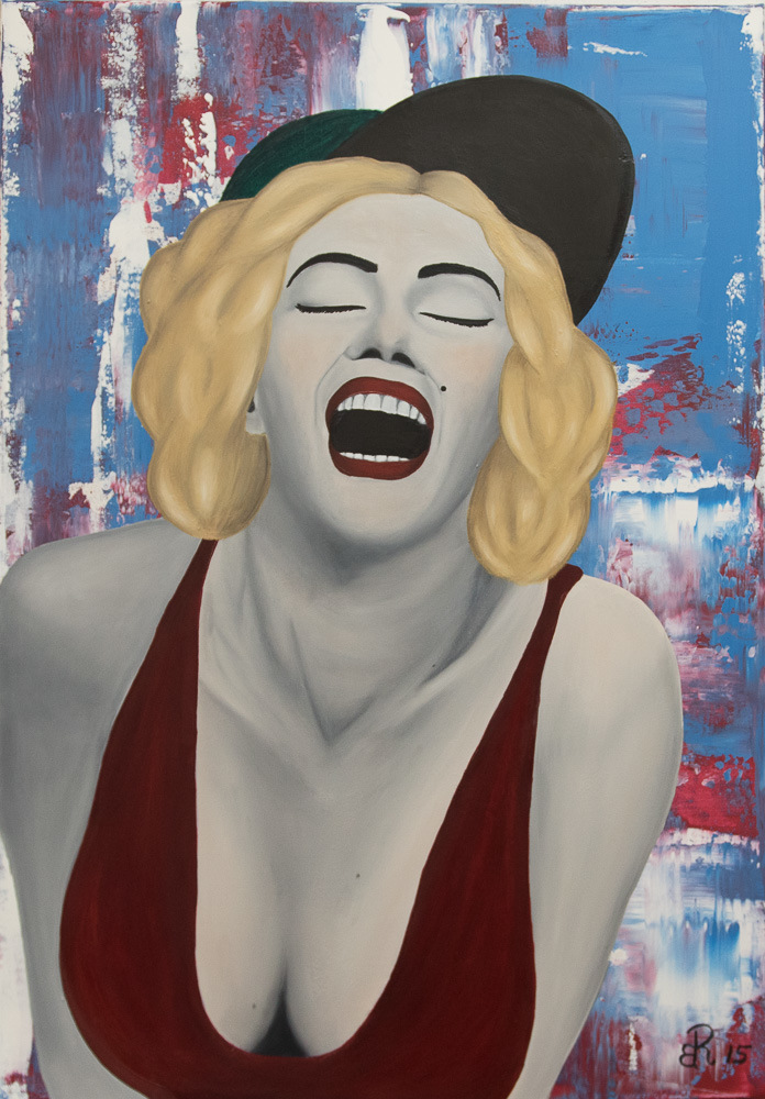 Graphit und Farbe - Maria Öl und Acryl auf Leinwand