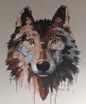Galerie op 11 - Wolf acryl op linnen november 2016 (verkocht)