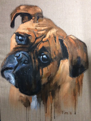 Galerie op 11 - boxer acryl op linnen 60/80 Verkocht