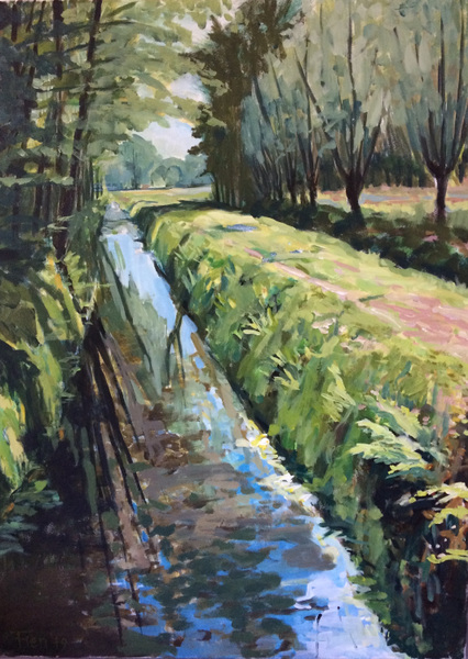 Galerie op 11 - Aquarel van de Turfvaart 10-15 cm