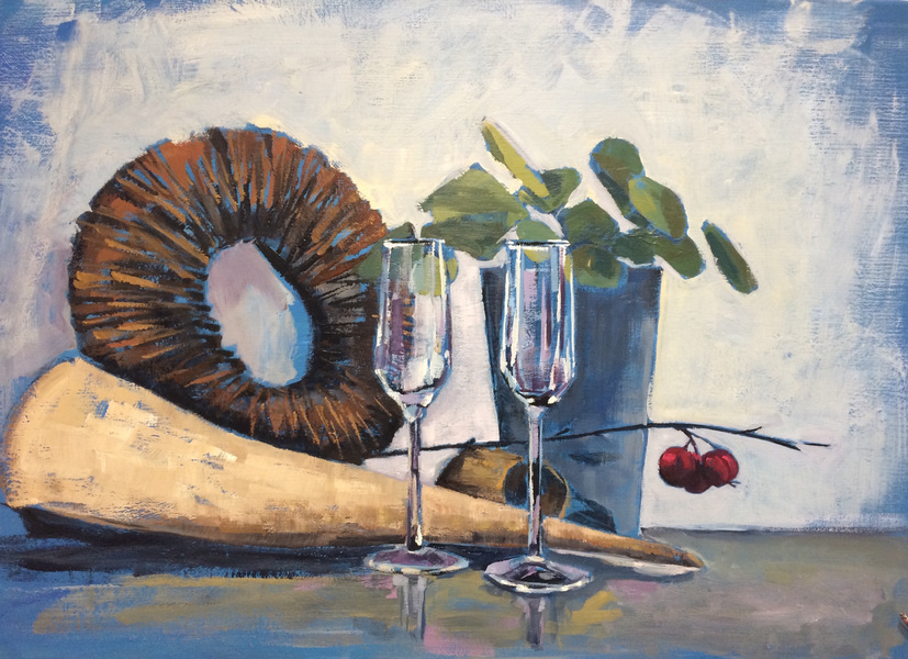 Galerie op 11 - Landelijk stilleven Acrylverf op doek