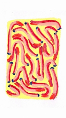 Anna Choutova - Cigarette Snakes 4 Oil Pastel on Paper21 cm x 15 cm