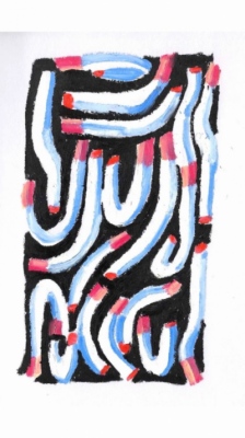 Anna Choutova - Cigarette Snakes 3 Oil Pastel on Paper21 cm x 15 cm