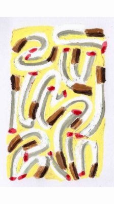 Anna Choutova - Cigarette Snakes 1 Oil Pastel on Paper21 cm x 15 cm