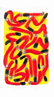 Anna Choutova - Cigarette Snakes 8 Oil Pastel on Paper21 cm x 15 cm