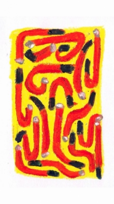 Anna Choutova - Cigarette Snakes 10 Oil Pastel on Paper21 cm x 15 cm