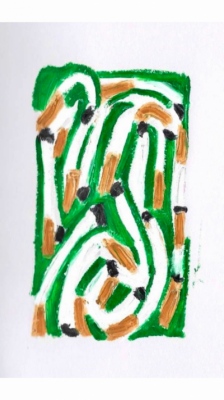 Anna Choutova - Cigarette Snakes 17 Oil Pastel on Paper21 cm x 15 cm