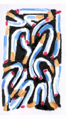 Anna Choutova - Cigarette Snakes 5 Oil Pastel on Paper21 cm x 15 cm