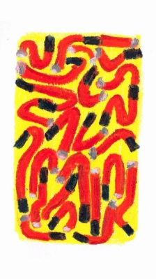 Anna Choutova - Cigarette Snakes 11 Oil Pastel on Paper21 cm x 15 cm