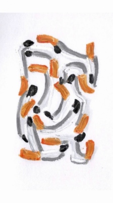 Anna Choutova - Cigarette Snakes 19 Oil Pastel on Paper21 cm x 15 cm