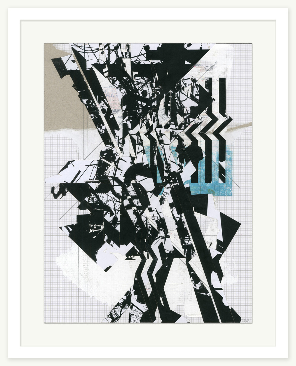 Tom Tebby Visual Artist - Indeterminate Elements No.2 Exhibited at Medley, Chicago 2013 40 x 60cm. Printed and cut paper, acrylic paint on greyboard.