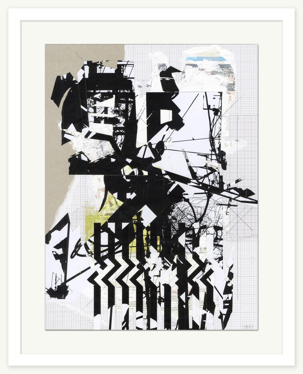 Tom Tebby Visual Artist - Indeterminate Elements No.3 Exhibited at Medley, Chicago 2013 40 x 60cm. Printed and cut paper, acrylic paint on greyboard.