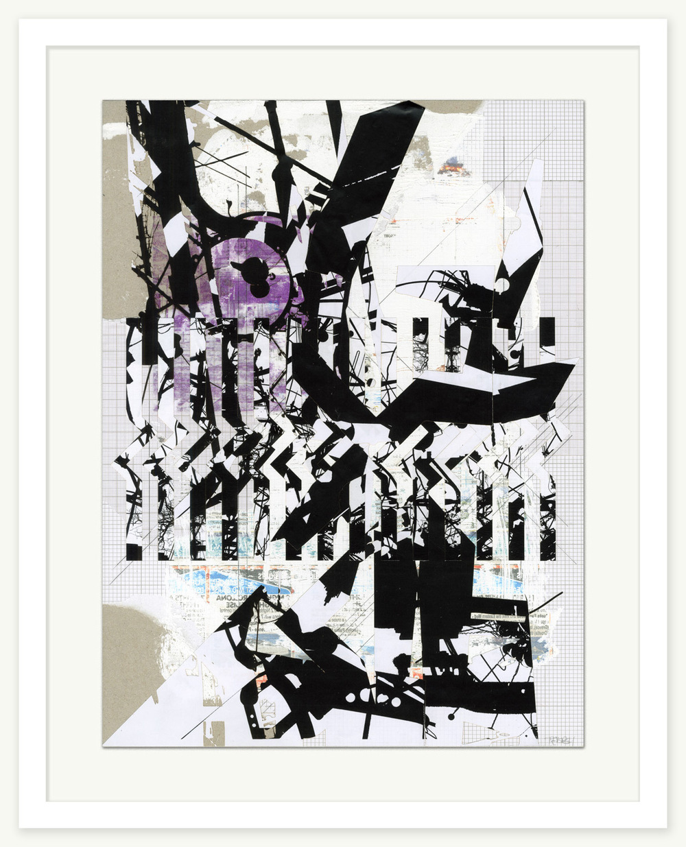 Tom Tebby Visual Artist - Indeterminate Elements No.1 Exhibited at Medley, Chicago 2013 40 x 60cm. Printed and cut paper, acrylic paint on greyboard.