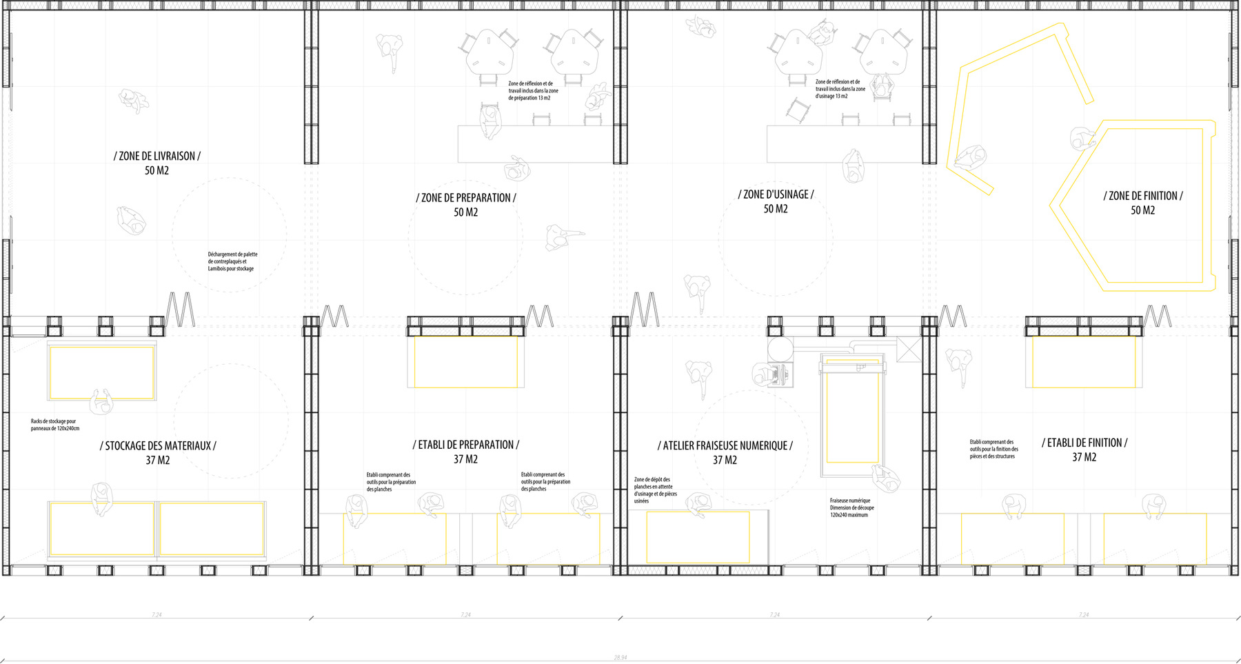 CLEMENT LANGELIN ARCHITECTURE - PLAN DE PROCESS USINAGE ECHELLE 1