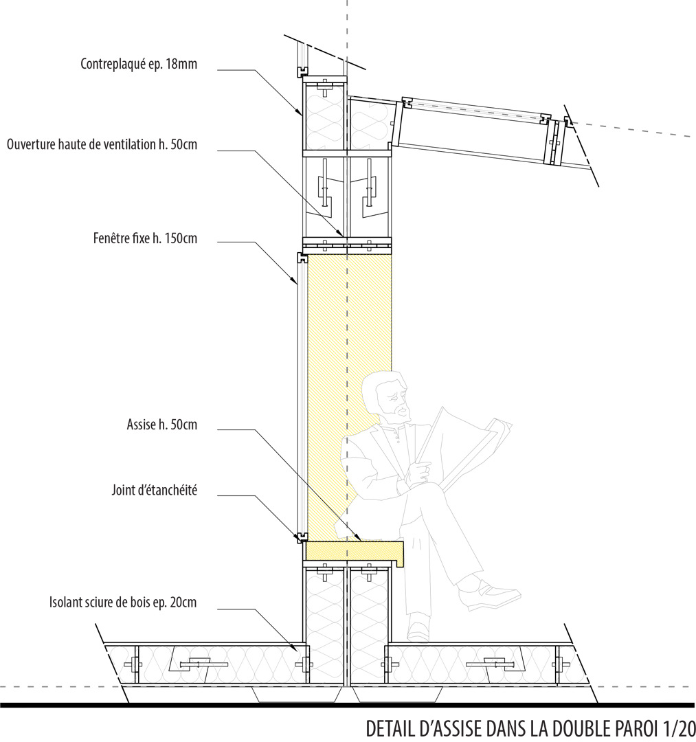 CLEMENT LANGELIN ARCHITECTURE - DETAIL ASSISE DANS LA DOUBLE PAROI