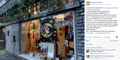 Marie LG - Shopn Chambé, article sur la page Facebook pour la promotion de notre boutique de créateurs éphémère. Vente et expo Novembre et Décembre 2015.