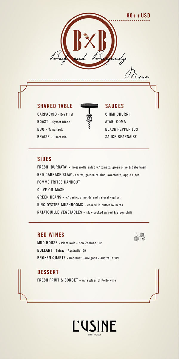 Cam-Anh Luong - Beef & Burgundy Menu, 2014