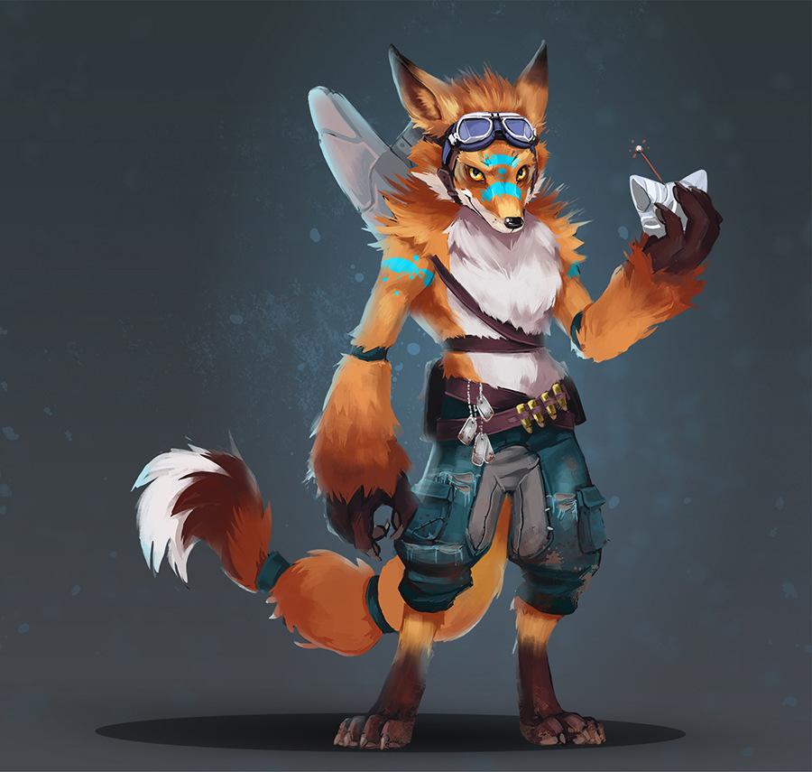 Romina Scagliarini - Warrior Fox Character Design drawn in PS