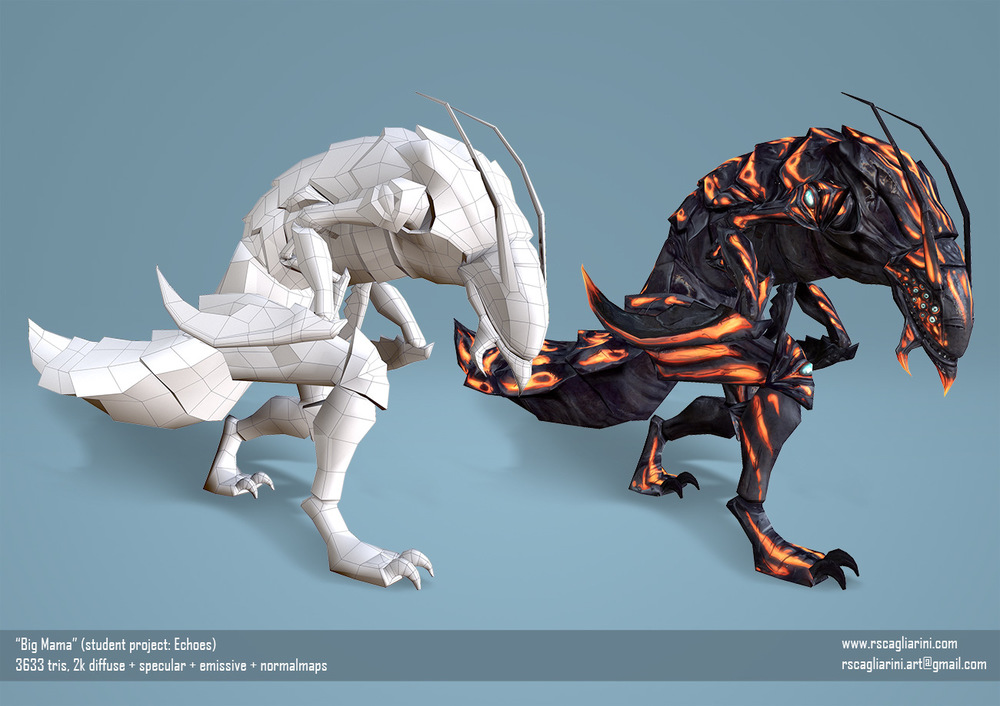 Romina Scagliarini - Big Mama (student project Echoes) modeled and rigged in Maya handpainted textures made in PS