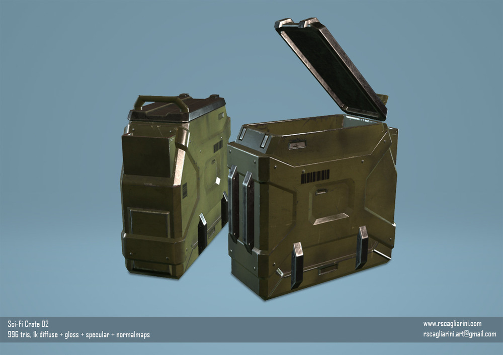 Romina Scagliarini - Sci-Fi Crate ( Reference ) modeled in Maya textures made in PS and with Quixel Suite 2.0