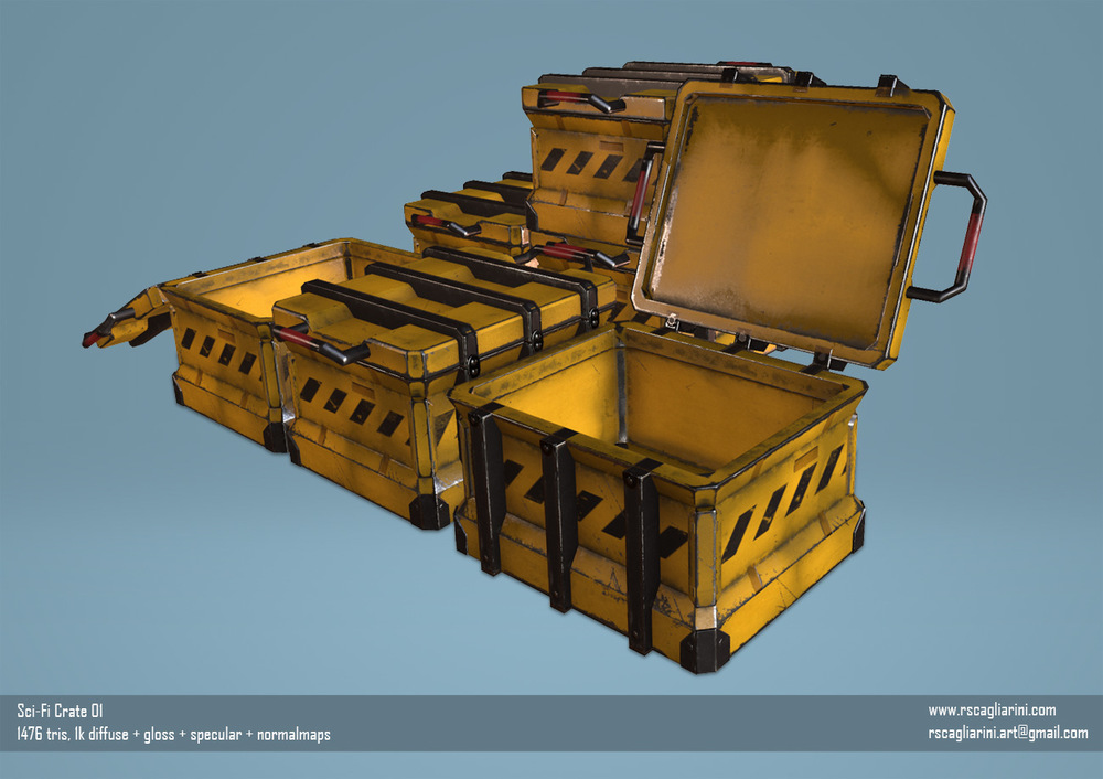 Romina Scagliarini - Sci-Fi Crate ( Reference ) modeled in Maya textures made in PS and with Quixel Suite 2.0