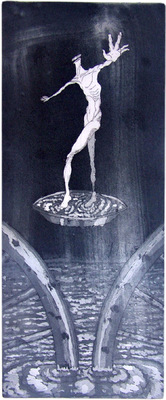 Seppo Alanissi - Marttyyri / The Martyr etching & aquatint 35 * 14,5 cm