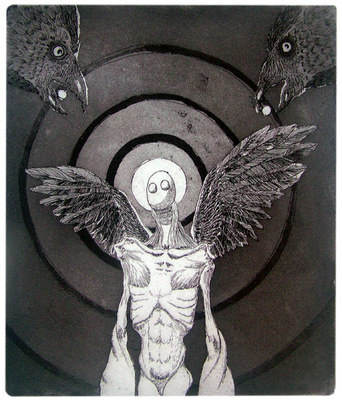 Seppo Alanissi - Näkijän peli / Seers Game etching & aquatint 16,5 * 14 cm