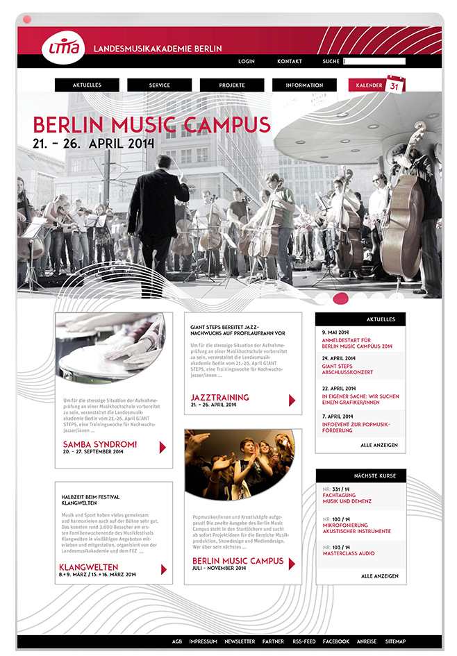 Lorem Ypsum - Landesmusikakademie Berlin Über: Ausschreibung zur Neugestaltung von Webseite, Flyer, Jahresprogramm. 3. Platz Konzept | Umsetzung Projekt bei: Zeichen&Taten