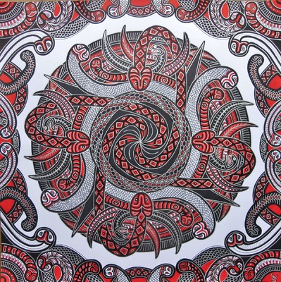 LyubaS Art - Dancing Snakes 50x50 cm