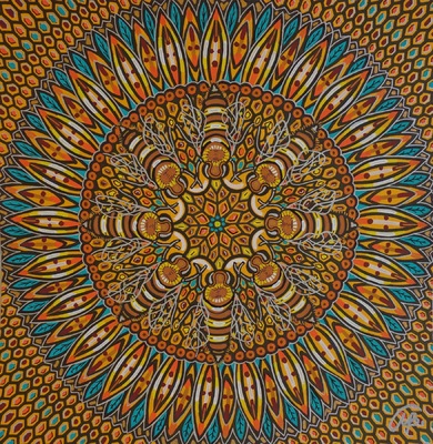 LyubaS Art - Dancing with the Bees 30 x 30 cm