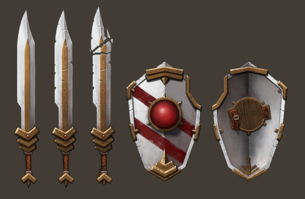Art of Simon Rozner - Weapon Set: Defender of the Wall - Painted Fantasy Weapons Concept