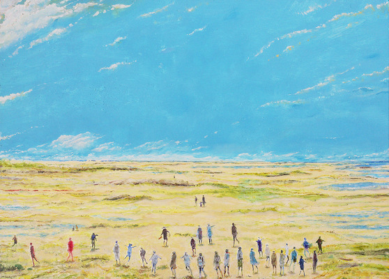 Art Carlos Pardo - (Ref. 0534) Taking the beach in Spring. Tomando la playa en primavera. SOLD VENDIDO