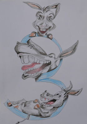 Create and Grow-Portfolio - Three crazy donkeys after dinner (made in 2014).
