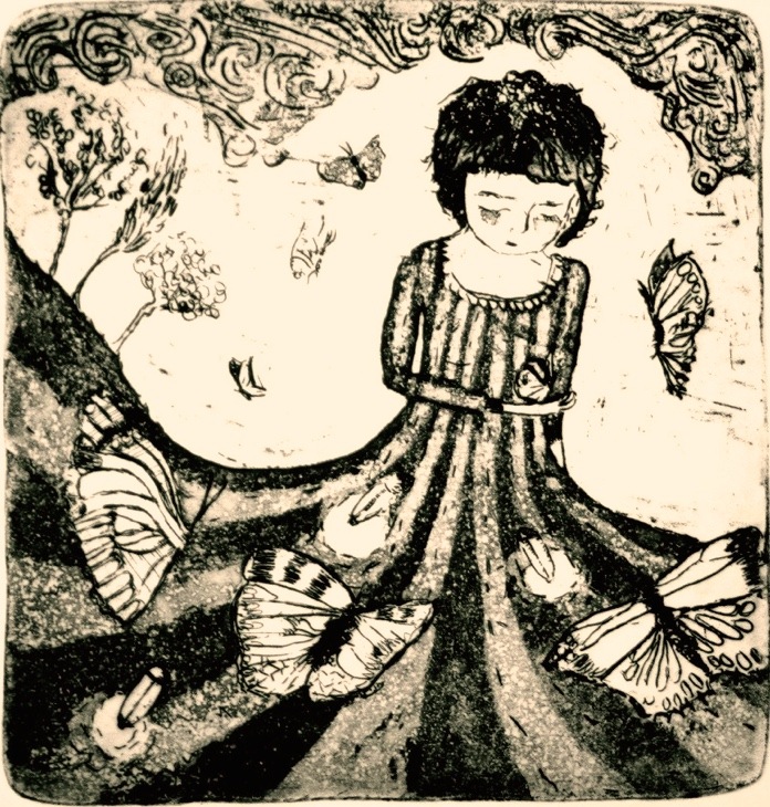 ana neto - Borboletas e Pirilampos etching, aquatint 10x10cm 2009 From the artist book Fábulas.