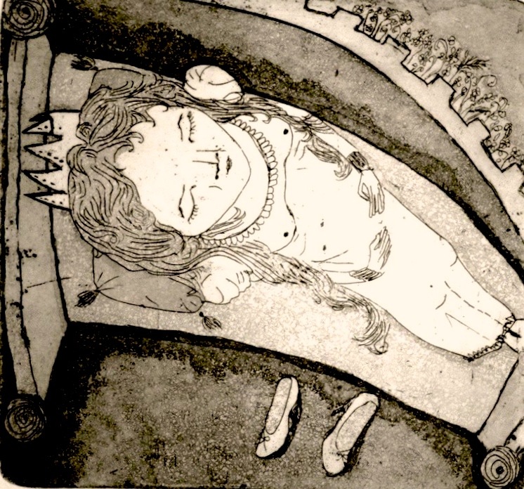 ana neto - Bela Adormecida etching, aquatint 10x10cm 2009 From the artist book Fábulas.