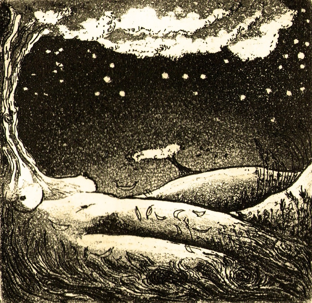 ana neto - La Lumière qui sombre etching, aquatint 10x10cm 2010 From the artist book Fragments Verts.