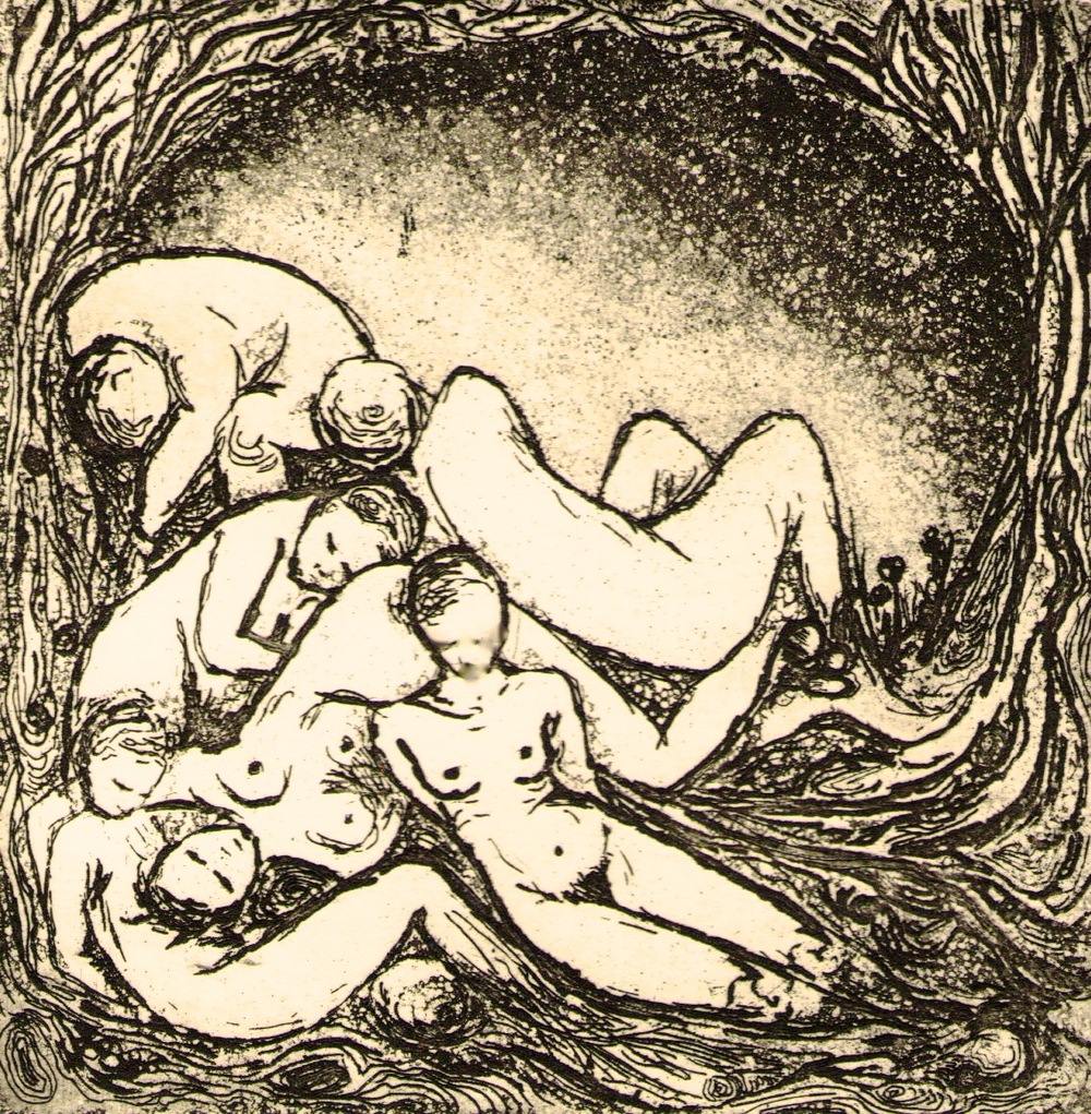 ana neto - Dans le corps a corps etching, aquatint 10x10cm 2010 From the artist book Fragments Verts.