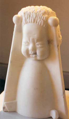 www.lenaflodman.com - Assemblage of Dolls Head and Christmas Tree Stand vit marmor 1995