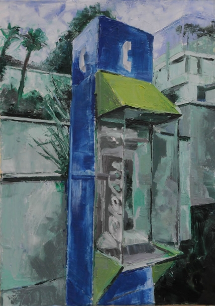 // Bruno Truyts // visual artist // - Sideways. Phone in Spain - 50 X 70 cm - Oil on Board - 2010