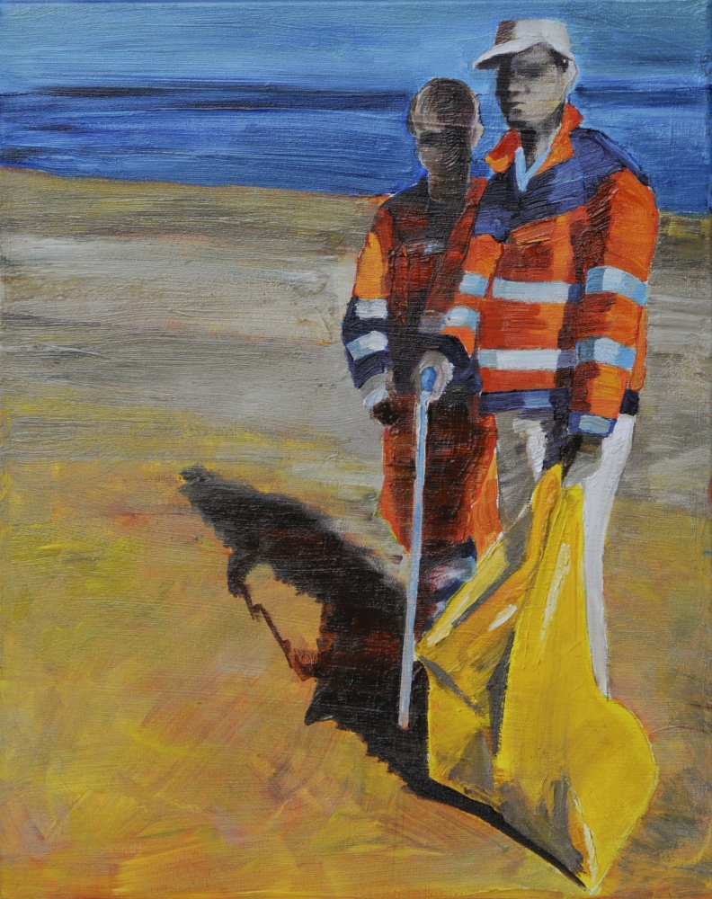 // Bruno Truyts // visual artist // - At work. Beach brigade - 40 X 50 cm - Acryl & oil on canvas - 2012