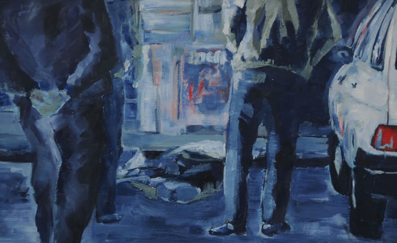 // Bruno Truyts // visual artist // - Different times. Shopping - 50 X 80 cm - Acryl & oil on board - 2010